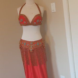 2 Piece Red Eman Zaki Belly Dance Costume. Worn once